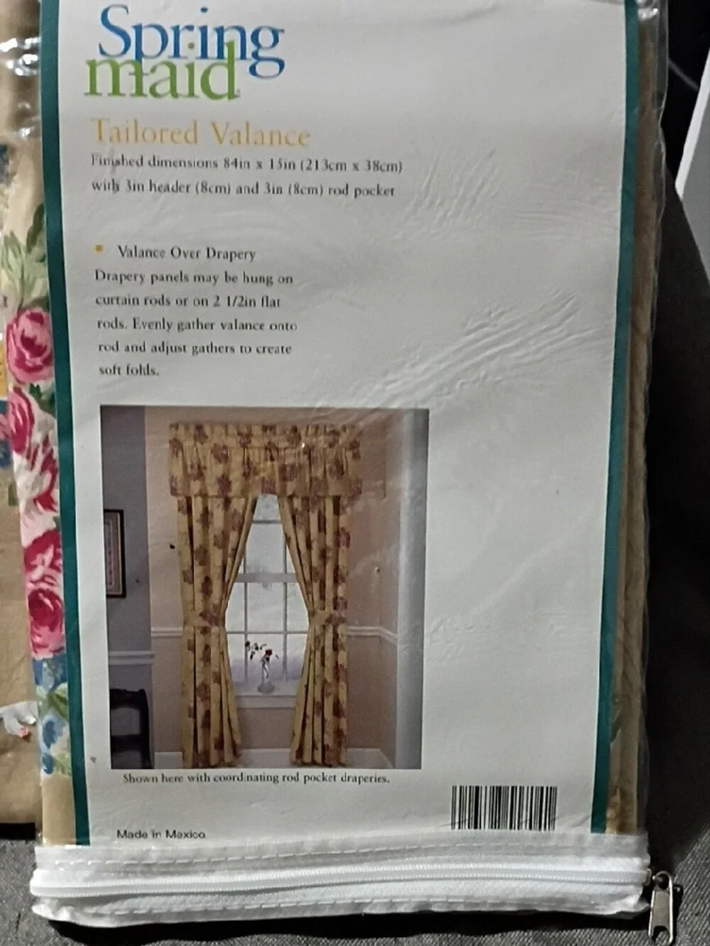 Beige Floral Tailored Valance - Set